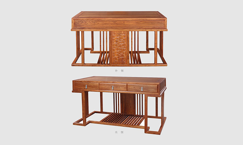 禹州 别墅中式家居书房装修实木书桌效果图